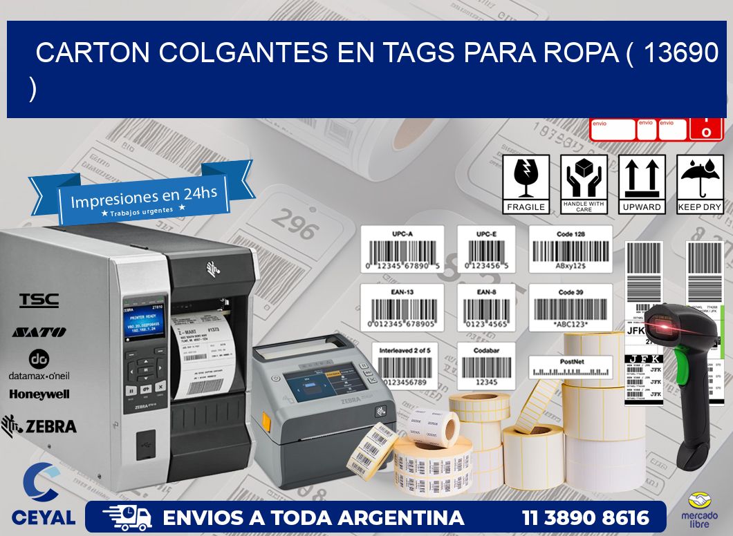 CARTON COLGANTES EN TAGS PARA ROPA ( 13690 )