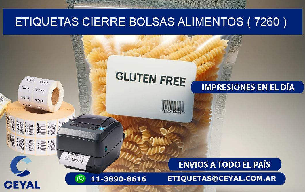 ETIQUETAS CIERRE BOLSAS ALIMENTOS ( 7260 )