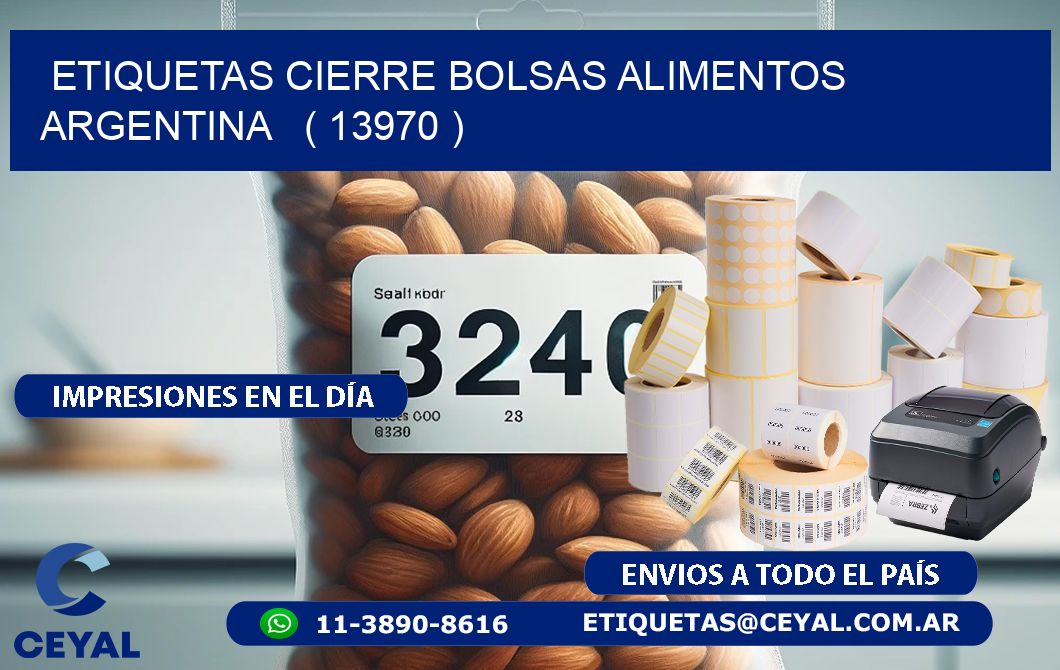 ETIQUETAS CIERRE BOLSAS ALIMENTOS ARGENTINA   ( 13970 )