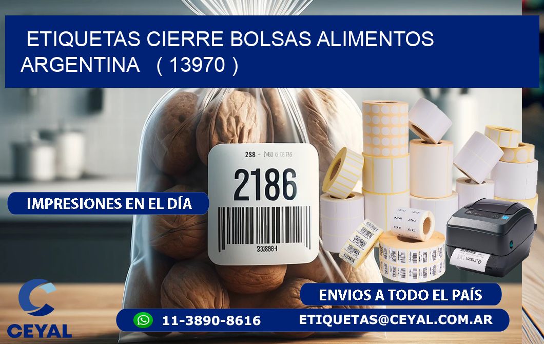 ETIQUETAS CIERRE BOLSAS ALIMENTOS ARGENTINA   ( 13970 )