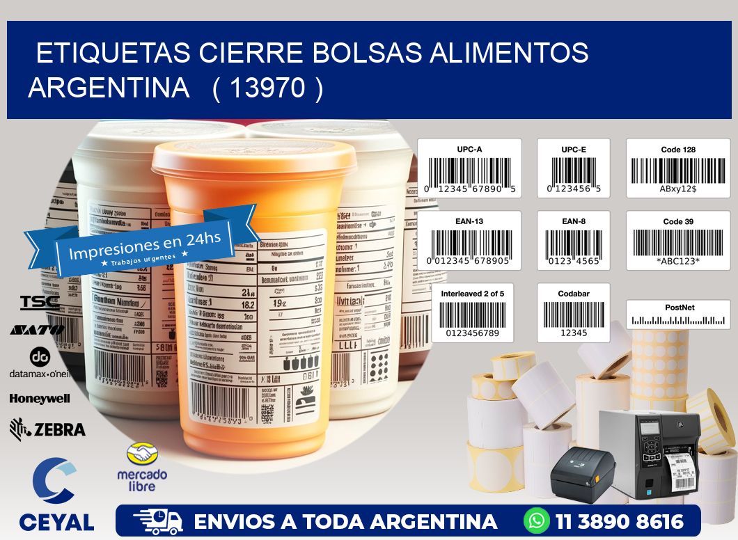 ETIQUETAS CIERRE BOLSAS ALIMENTOS ARGENTINA   ( 13970 )