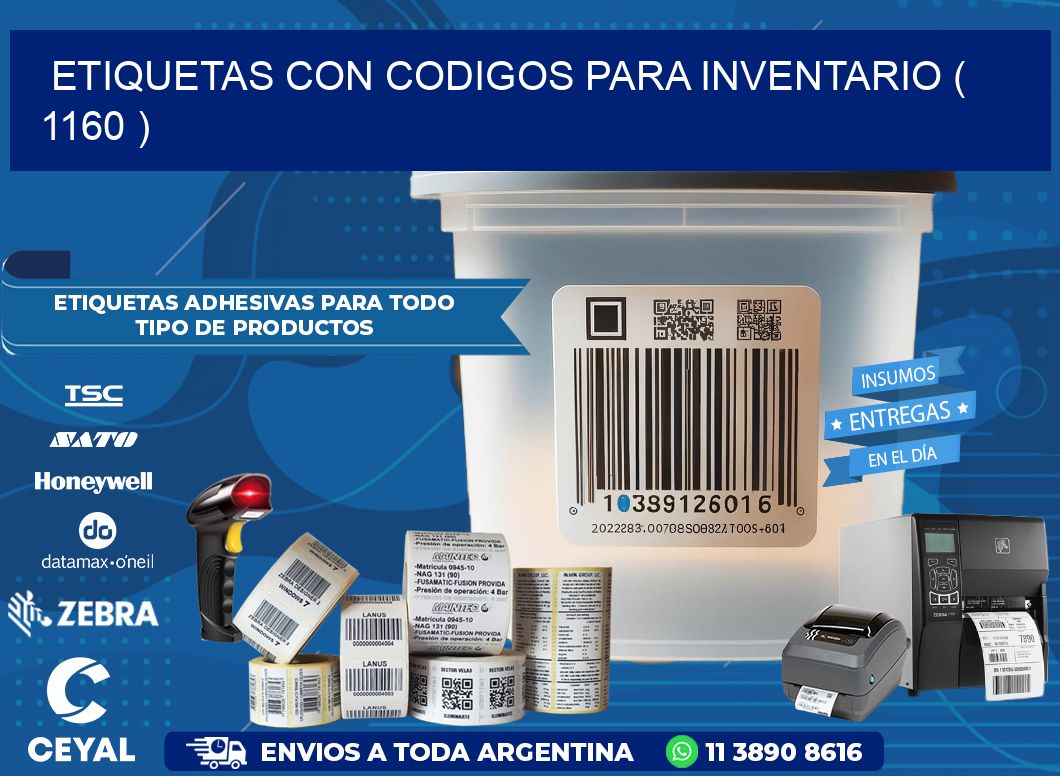 ETIQUETAS CON CODIGOS PARA INVENTARIO ( 1160 )