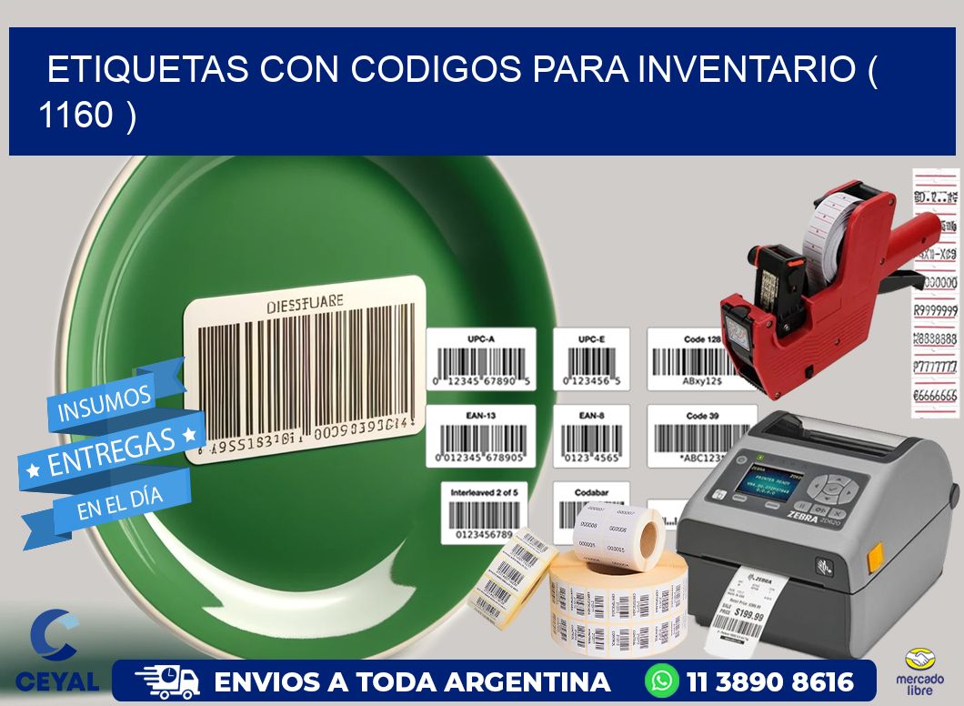 ETIQUETAS CON CODIGOS PARA INVENTARIO ( 1160 )