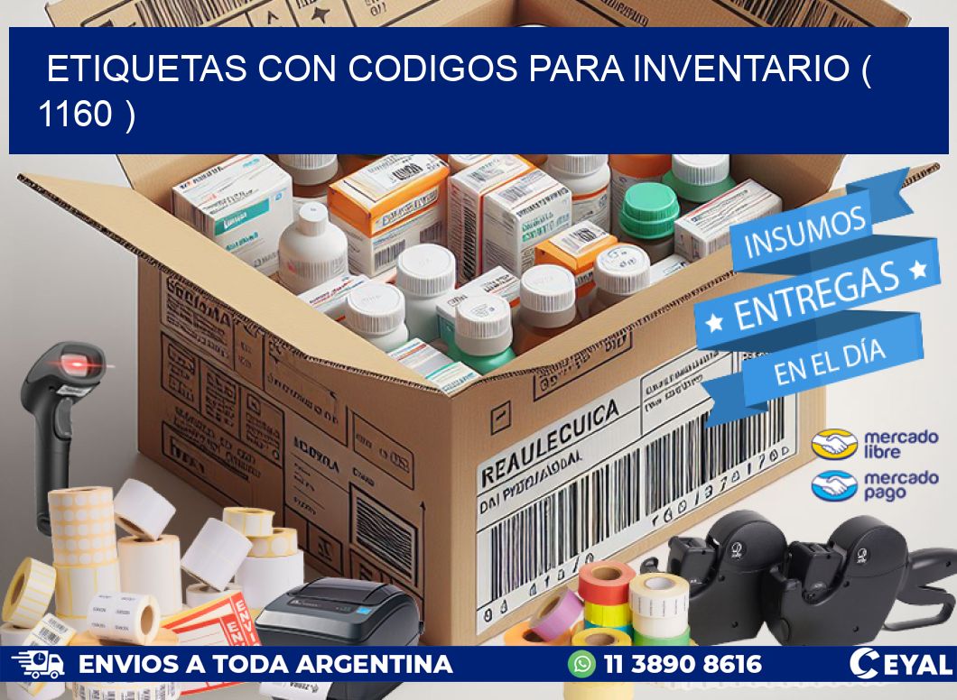 ETIQUETAS CON CODIGOS PARA INVENTARIO ( 1160 )