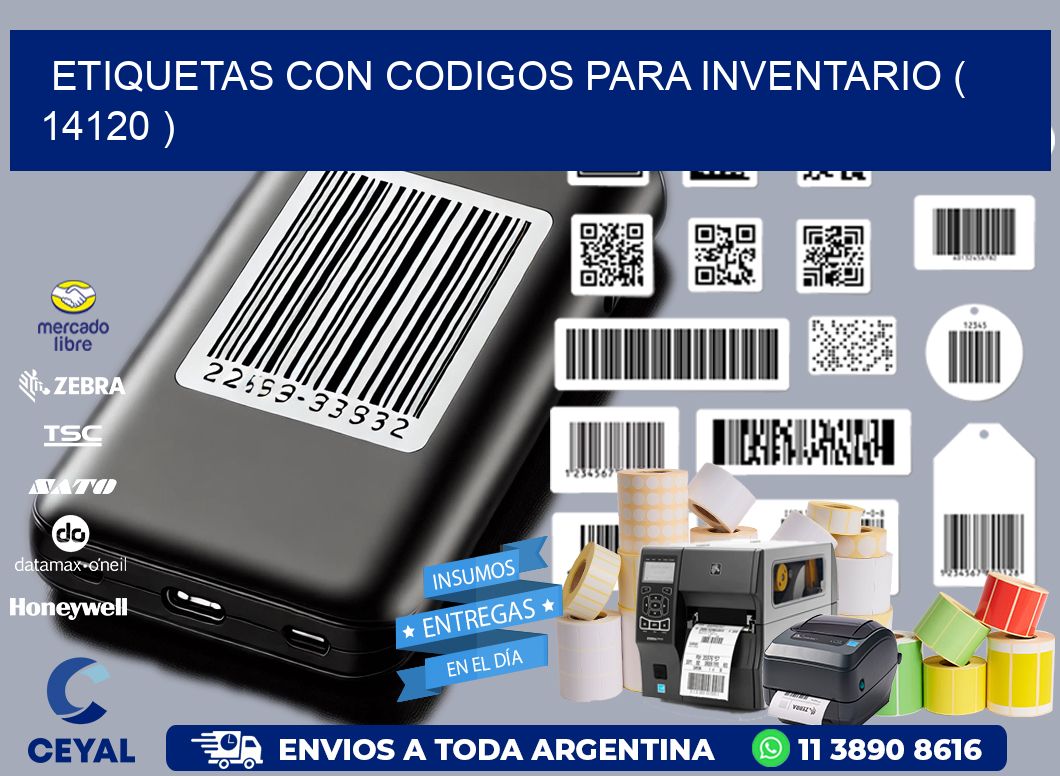 ETIQUETAS CON CODIGOS PARA INVENTARIO ( 14120 )