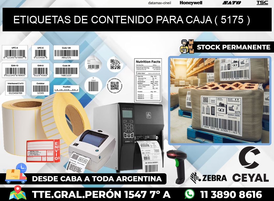 ETIQUETAS DE CONTENIDO PARA CAJA ( 5175 )