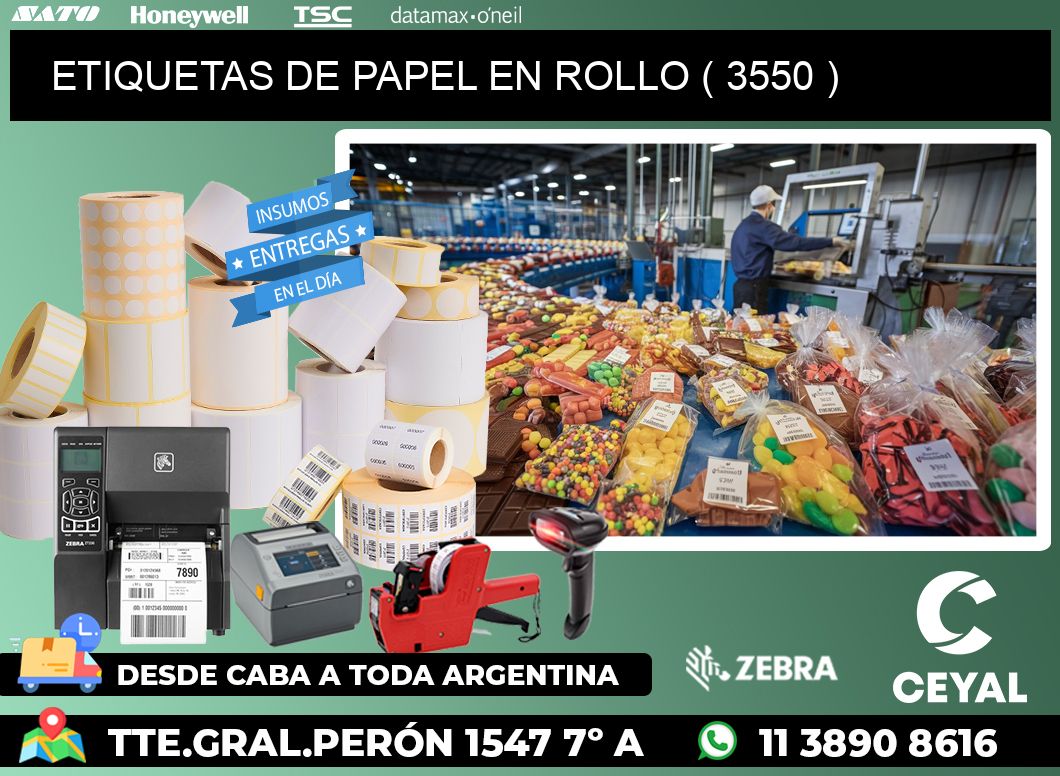 ETIQUETAS DE PAPEL EN ROLLO ( 3550 )