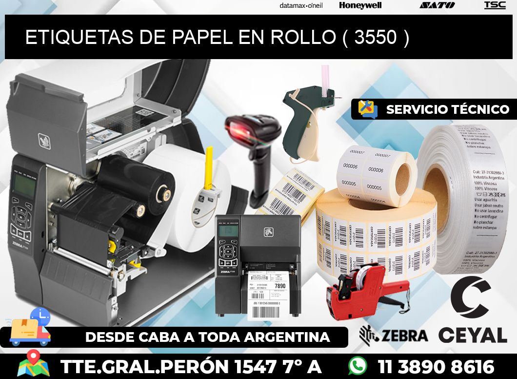 ETIQUETAS DE PAPEL EN ROLLO ( 3550 )