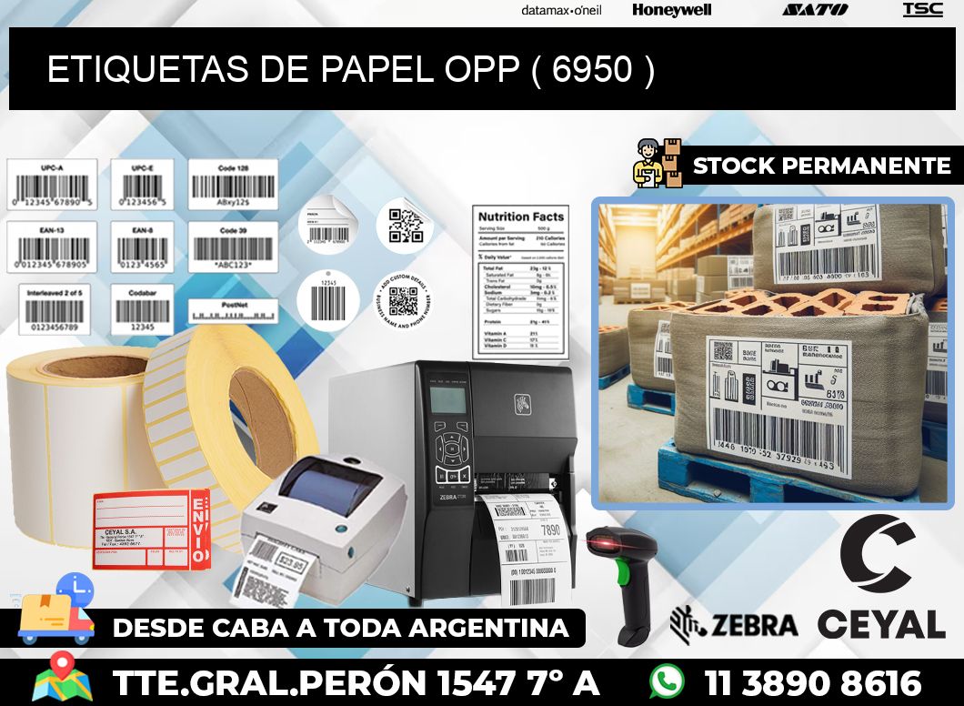 ETIQUETAS DE PAPEL OPP ( 6950 )