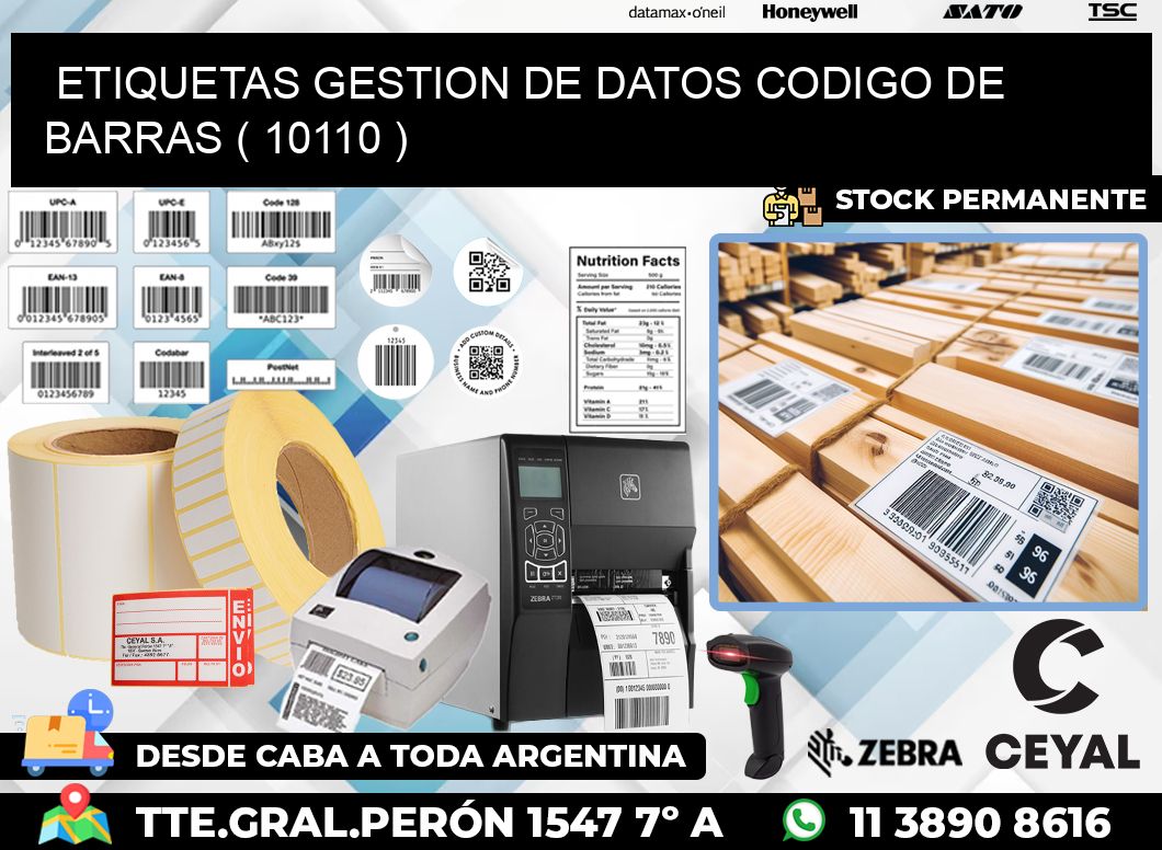 ETIQUETAS GESTION DE DATOS CODIGO DE BARRAS ( 10110 )