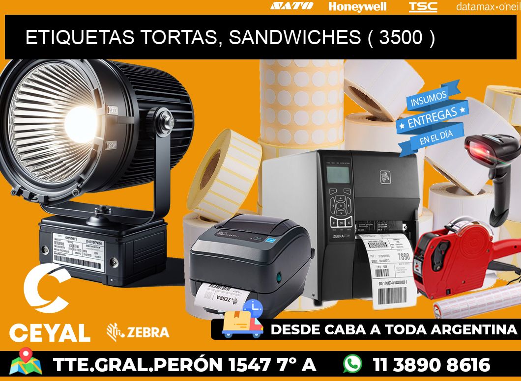 ETIQUETAS TORTAS, SANDWICHES ( 3500 )