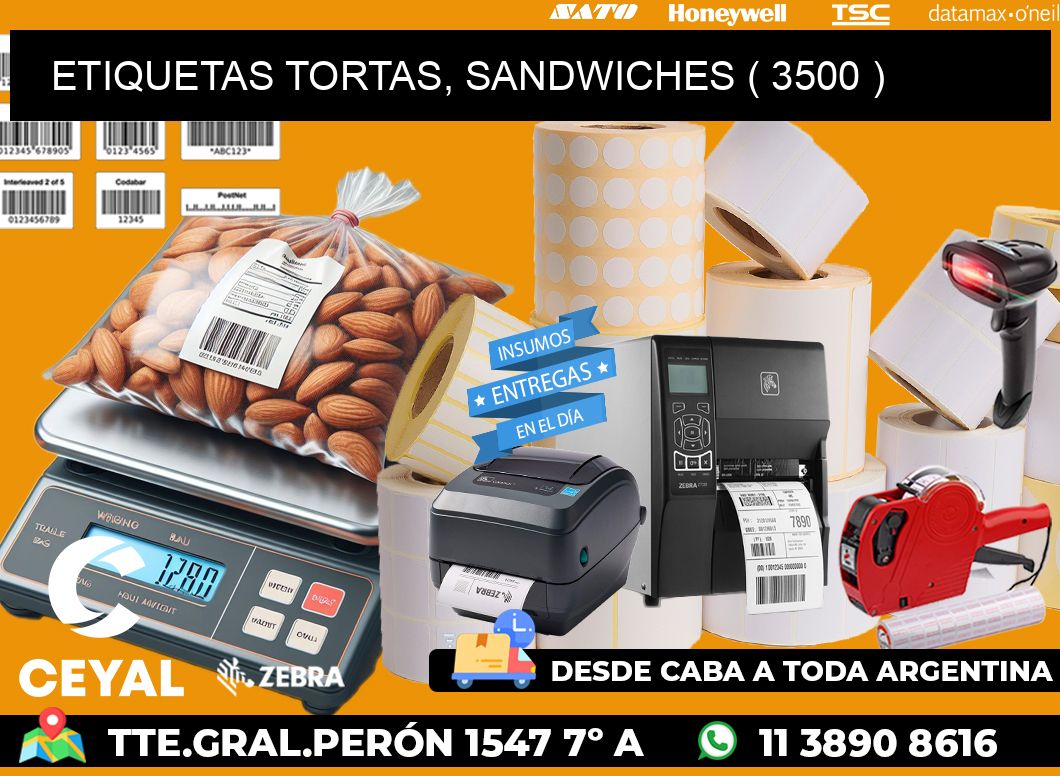 ETIQUETAS TORTAS, SANDWICHES ( 3500 )