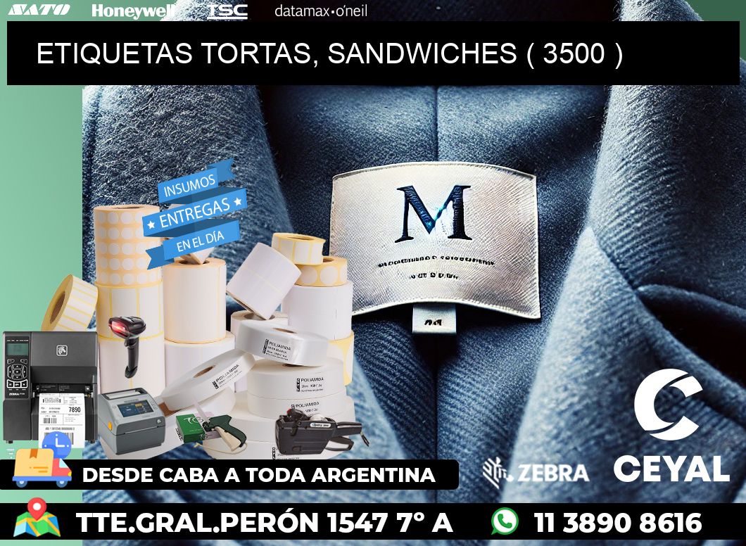 ETIQUETAS TORTAS, SANDWICHES ( 3500 )