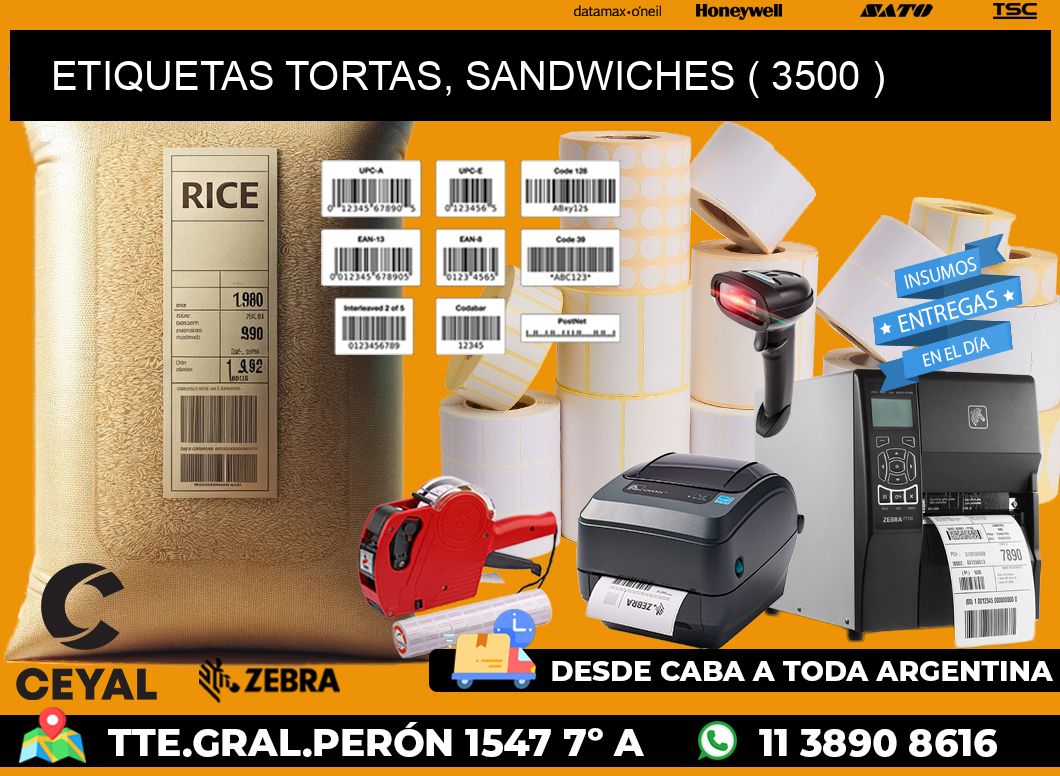 ETIQUETAS TORTAS, SANDWICHES ( 3500 )