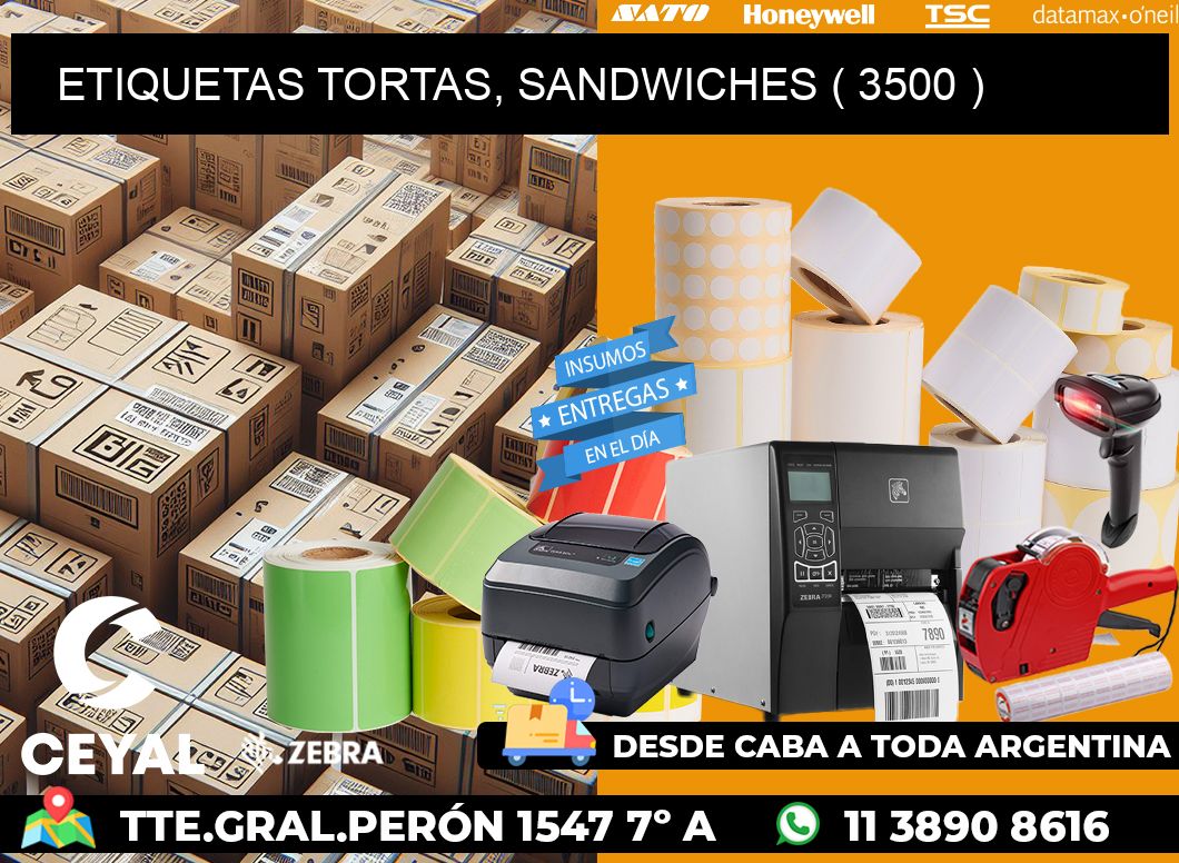 ETIQUETAS TORTAS, SANDWICHES ( 3500 )