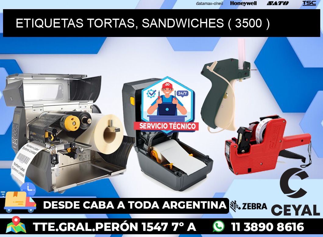 ETIQUETAS TORTAS, SANDWICHES ( 3500 )