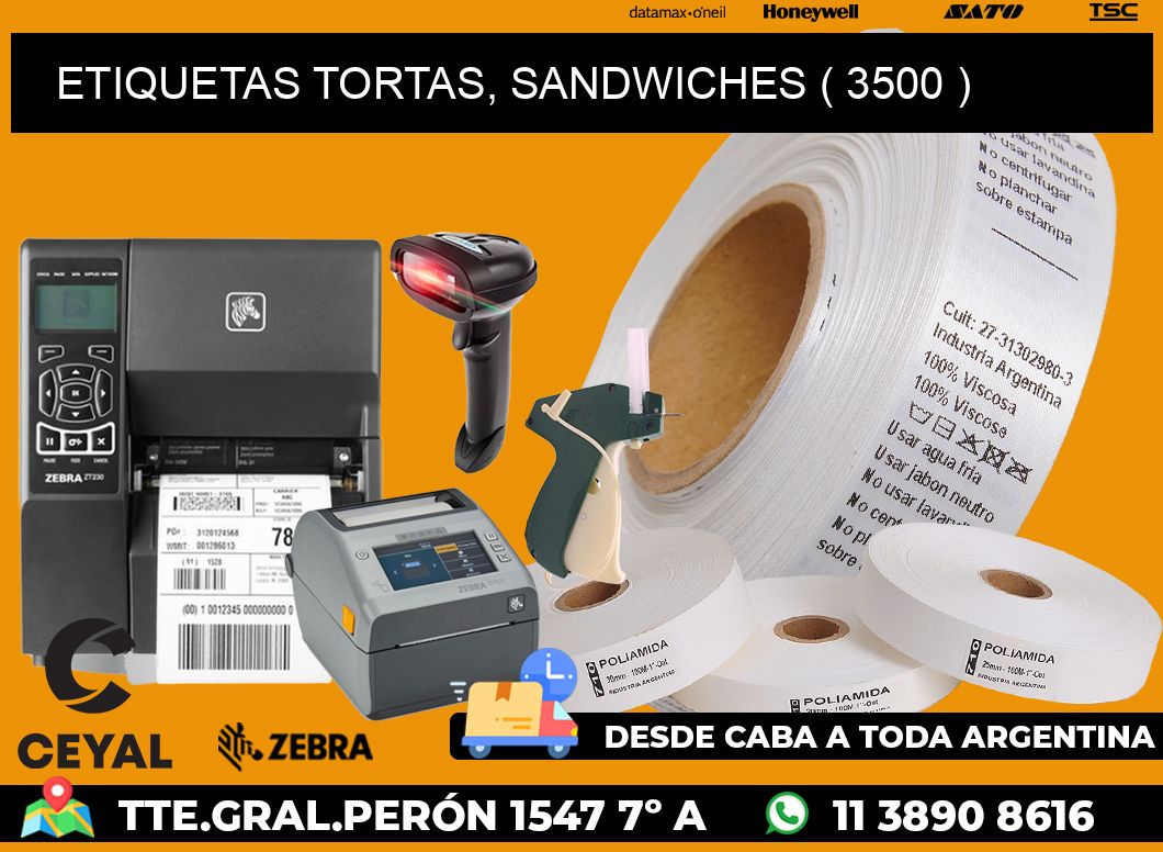 ETIQUETAS TORTAS, SANDWICHES ( 3500 )