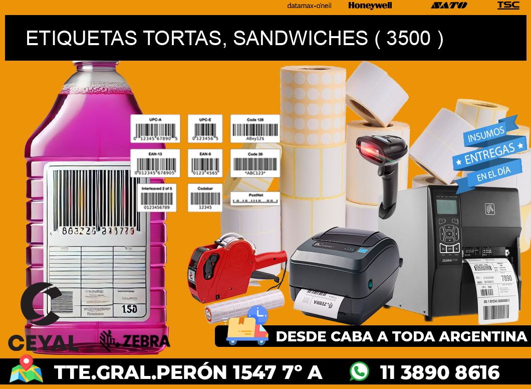 ETIQUETAS TORTAS, SANDWICHES ( 3500 )