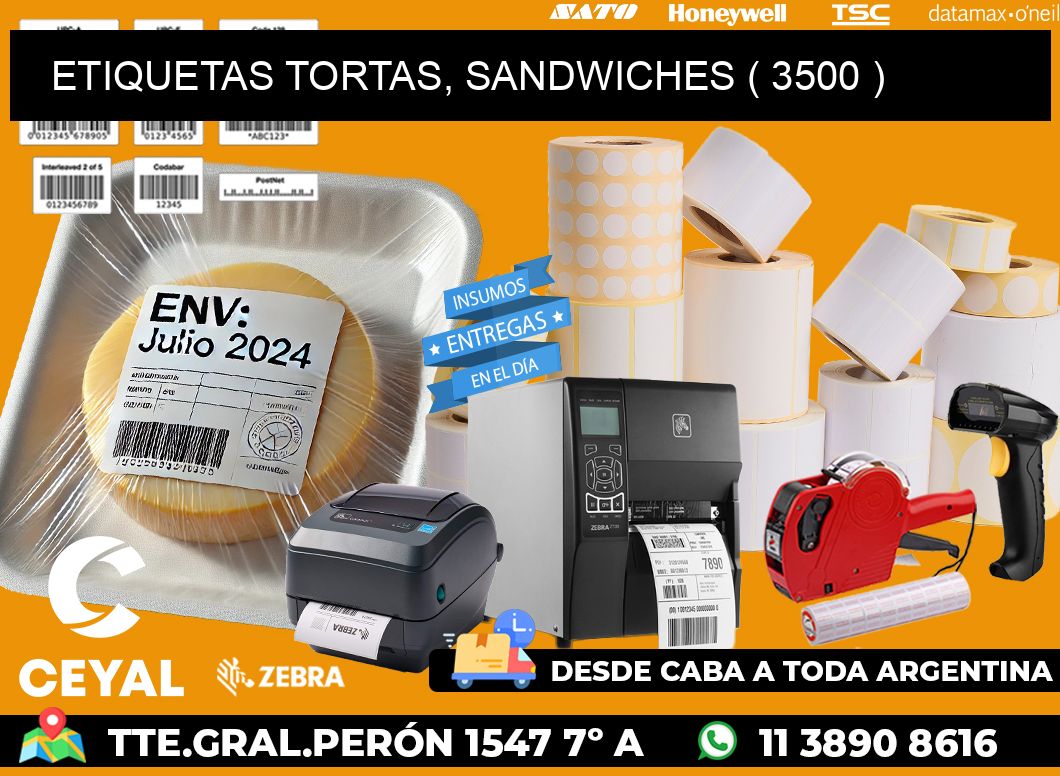 ETIQUETAS TORTAS, SANDWICHES ( 3500 )