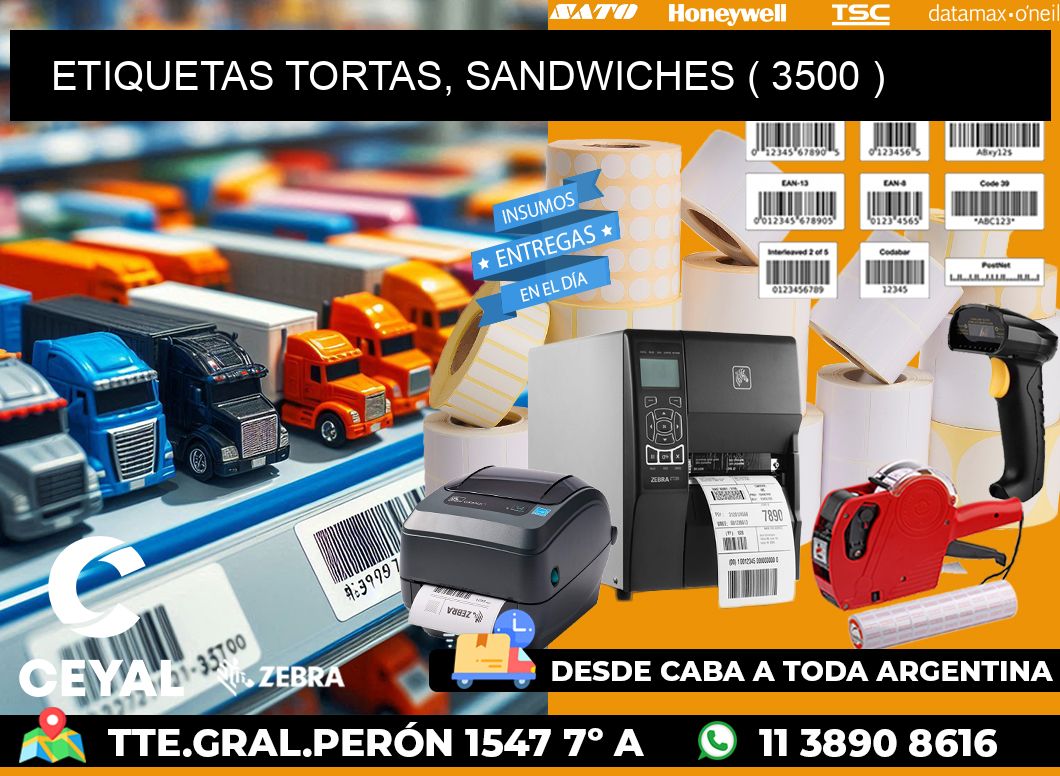 ETIQUETAS TORTAS, SANDWICHES ( 3500 )