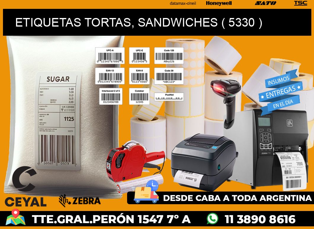 ETIQUETAS TORTAS, SANDWICHES ( 5330 )