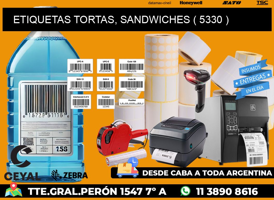 ETIQUETAS TORTAS, SANDWICHES ( 5330 )