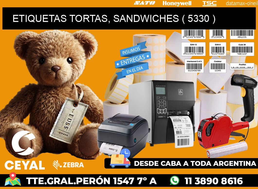 ETIQUETAS TORTAS, SANDWICHES ( 5330 )