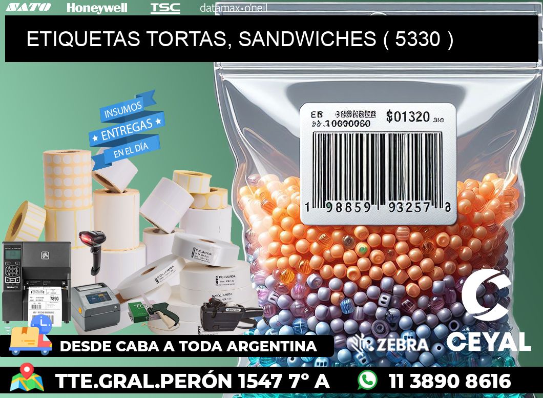 ETIQUETAS TORTAS, SANDWICHES ( 5330 )