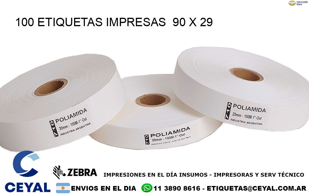 100 ETIQUETAS IMPRESAS  90 x 29