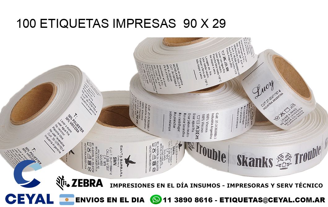 100 ETIQUETAS IMPRESAS  90 x 29