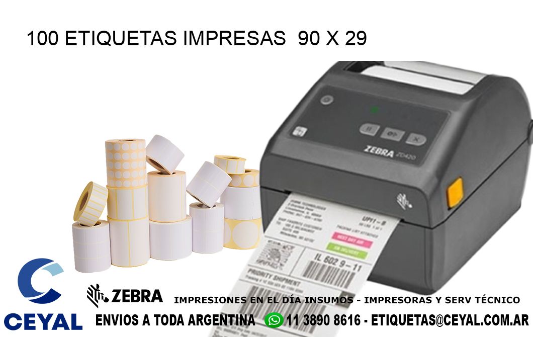 100 ETIQUETAS IMPRESAS  90 x 29