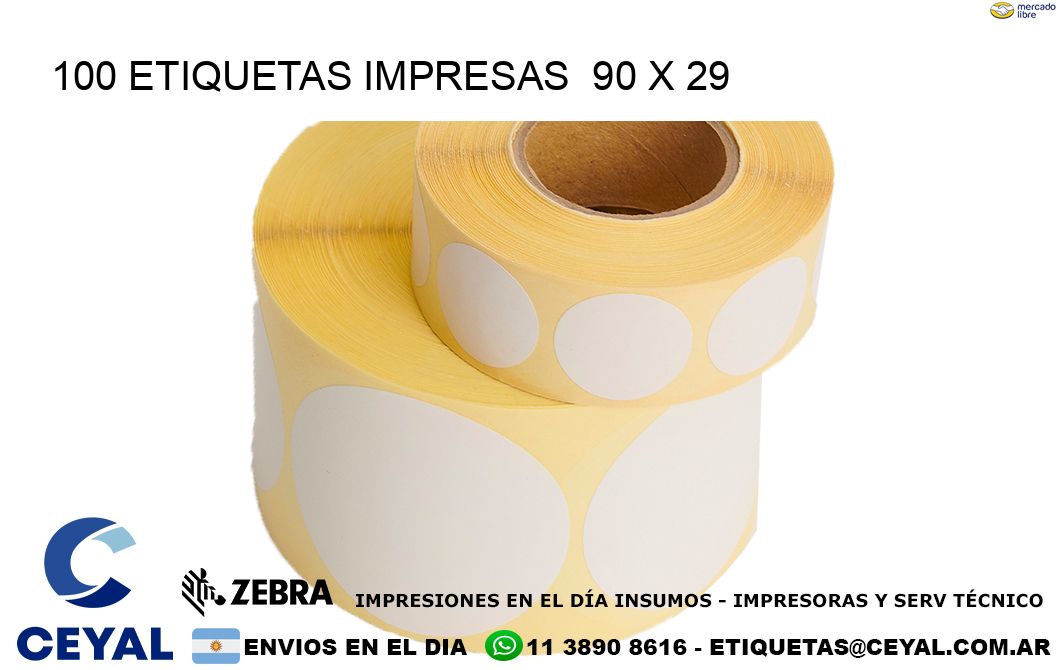 100 ETIQUETAS IMPRESAS  90 x 29