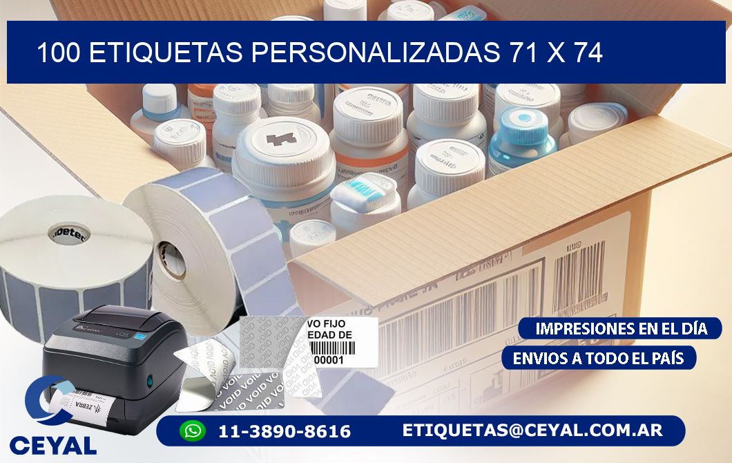 100 ETIQUETAS PERSONALIZADAS 71 x 74