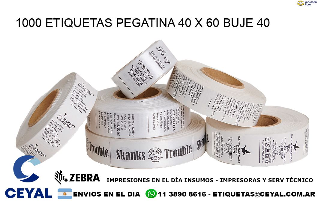 1000 ETIQUETAS PEGATINA 40 x 60 buje 40