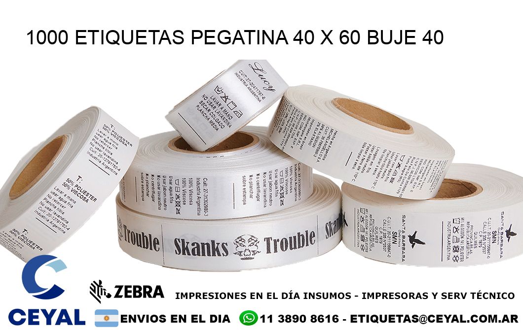 1000 ETIQUETAS PEGATINA 40 x 60 buje 40