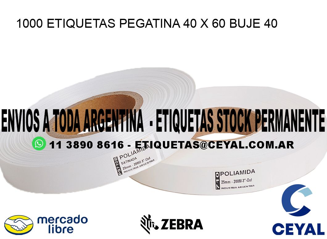 1000 ETIQUETAS PEGATINA 40 x 60 buje 40