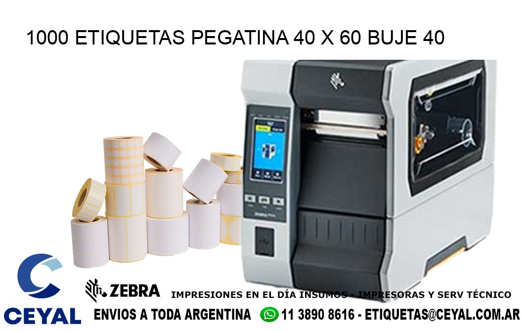 1000 ETIQUETAS PEGATINA 40 x 60 buje 40