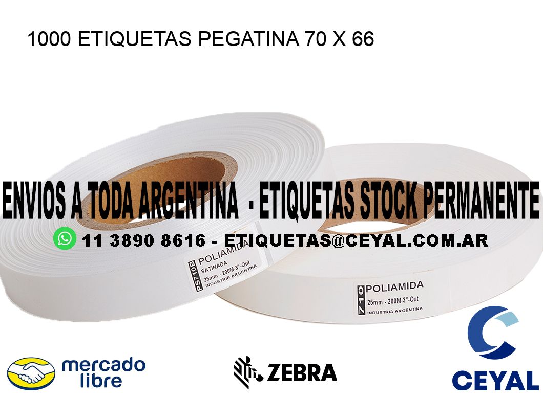 1000 ETIQUETAS PEGATINA 70 x 66