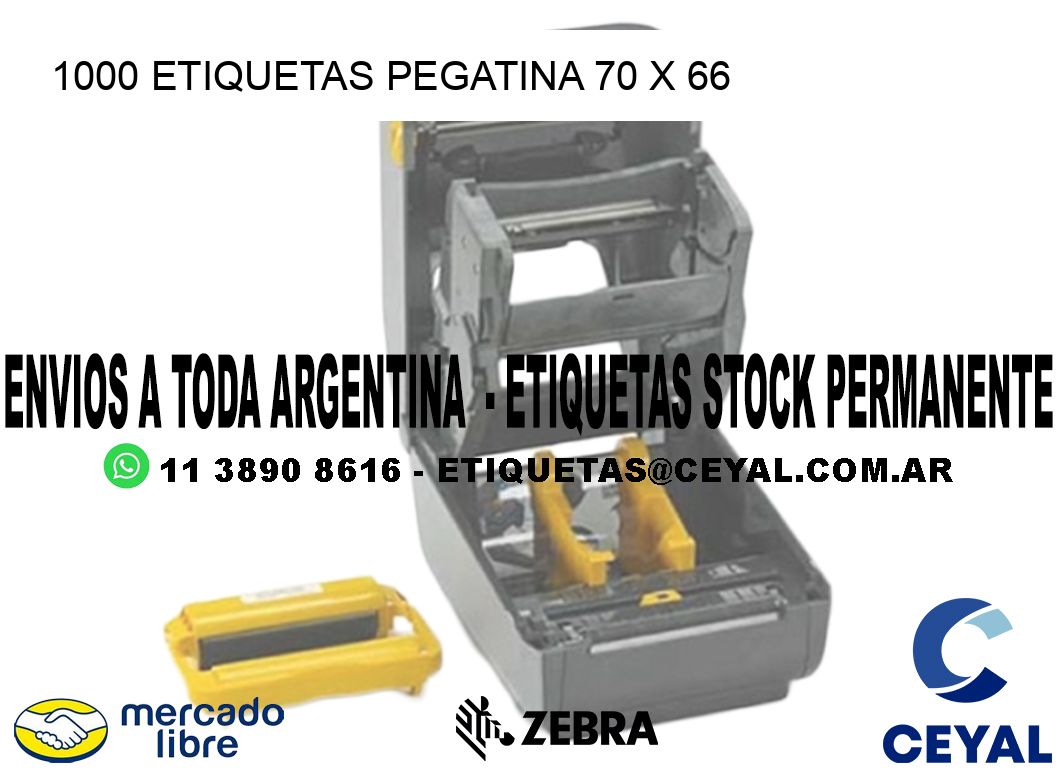 1000 ETIQUETAS PEGATINA 70 x 66