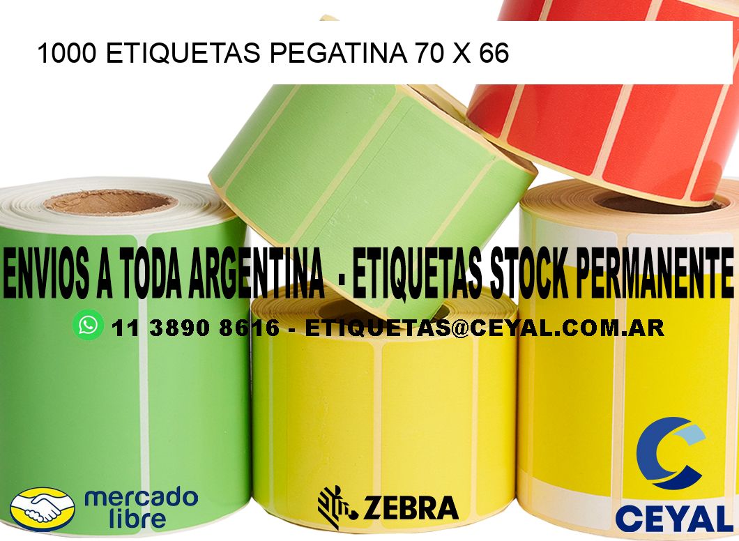 1000 ETIQUETAS PEGATINA 70 x 66