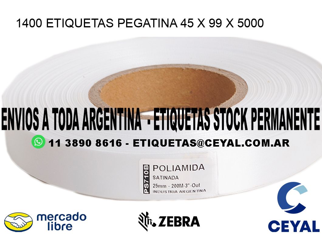 1400 ETIQUETAS PEGATINA 45 x 99 x 5000