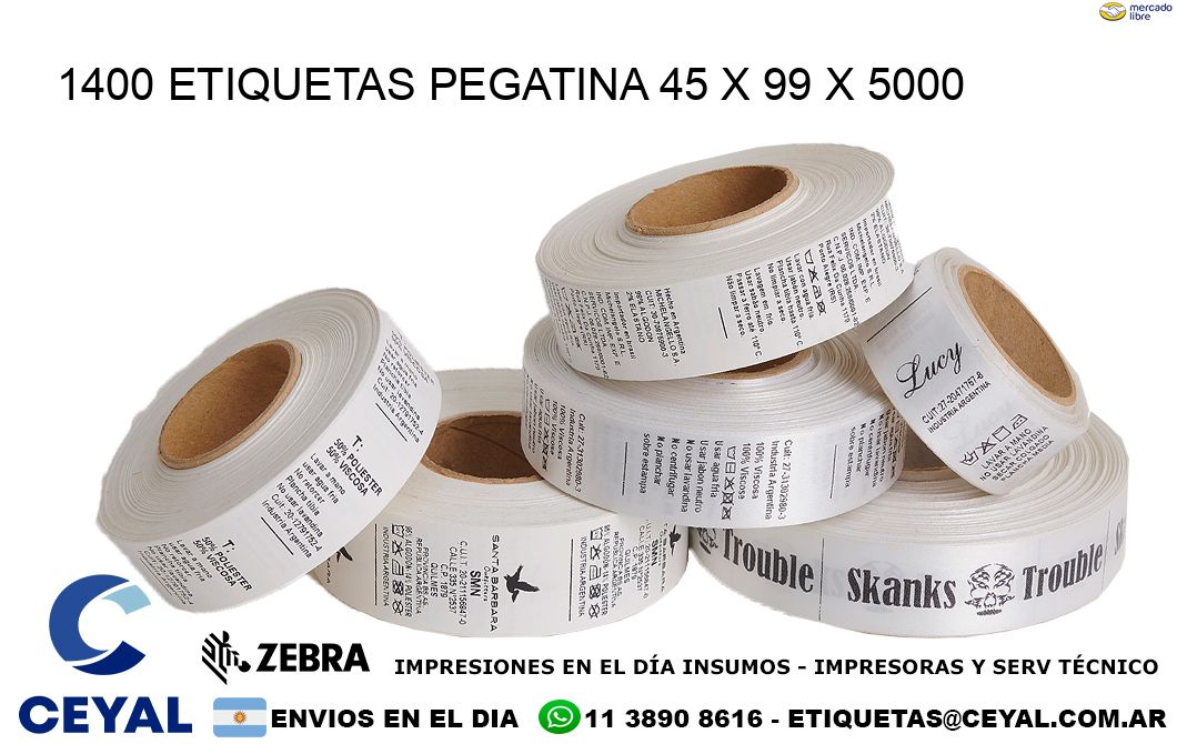 1400 ETIQUETAS PEGATINA 45 x 99 x 5000