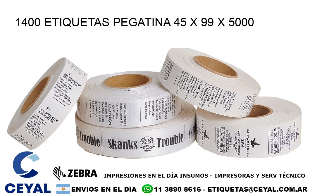 1400 ETIQUETAS PEGATINA 45 x 99 x 5000