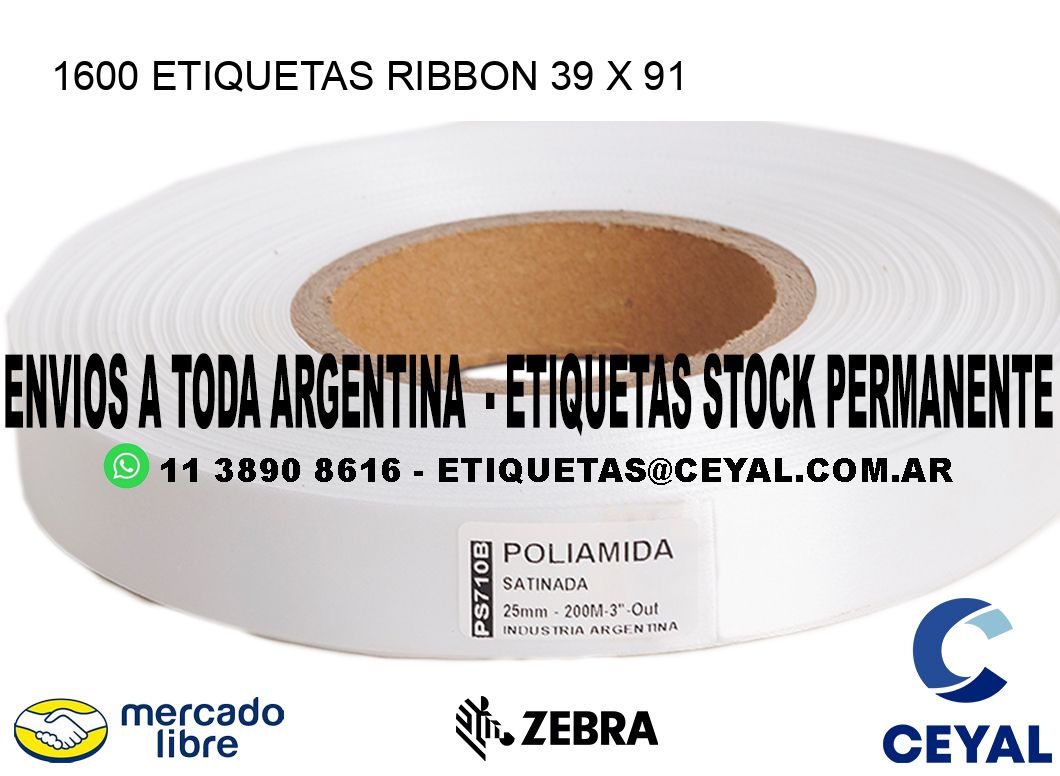 1600 ETIQUETAS RIBBON 39 x 91