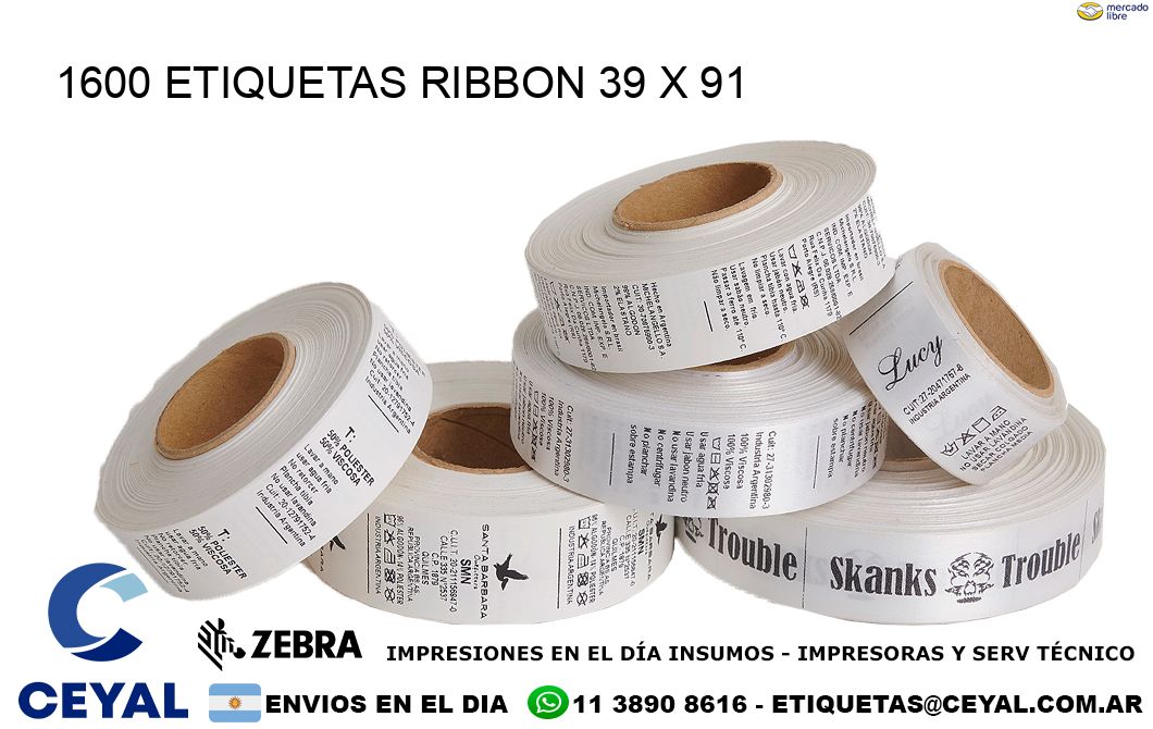 1600 ETIQUETAS RIBBON 39 x 91