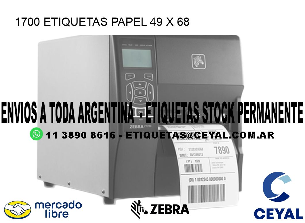 1700 ETIQUETAS PAPEL 49 x 68