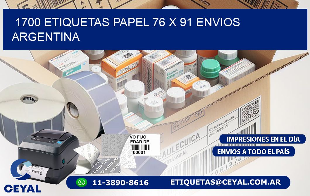 1700 ETIQUETAS PAPEL 76 x 91 ENVIOS ARGENTINA