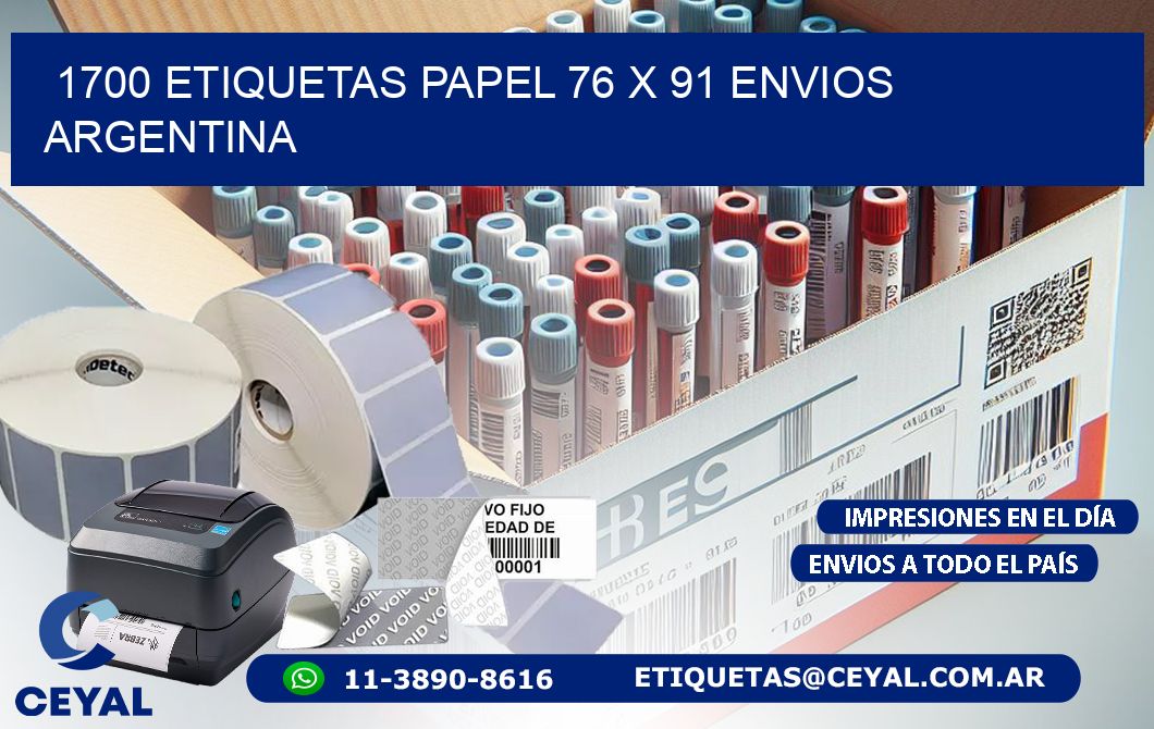 1700 ETIQUETAS PAPEL 76 x 91 ENVIOS ARGENTINA