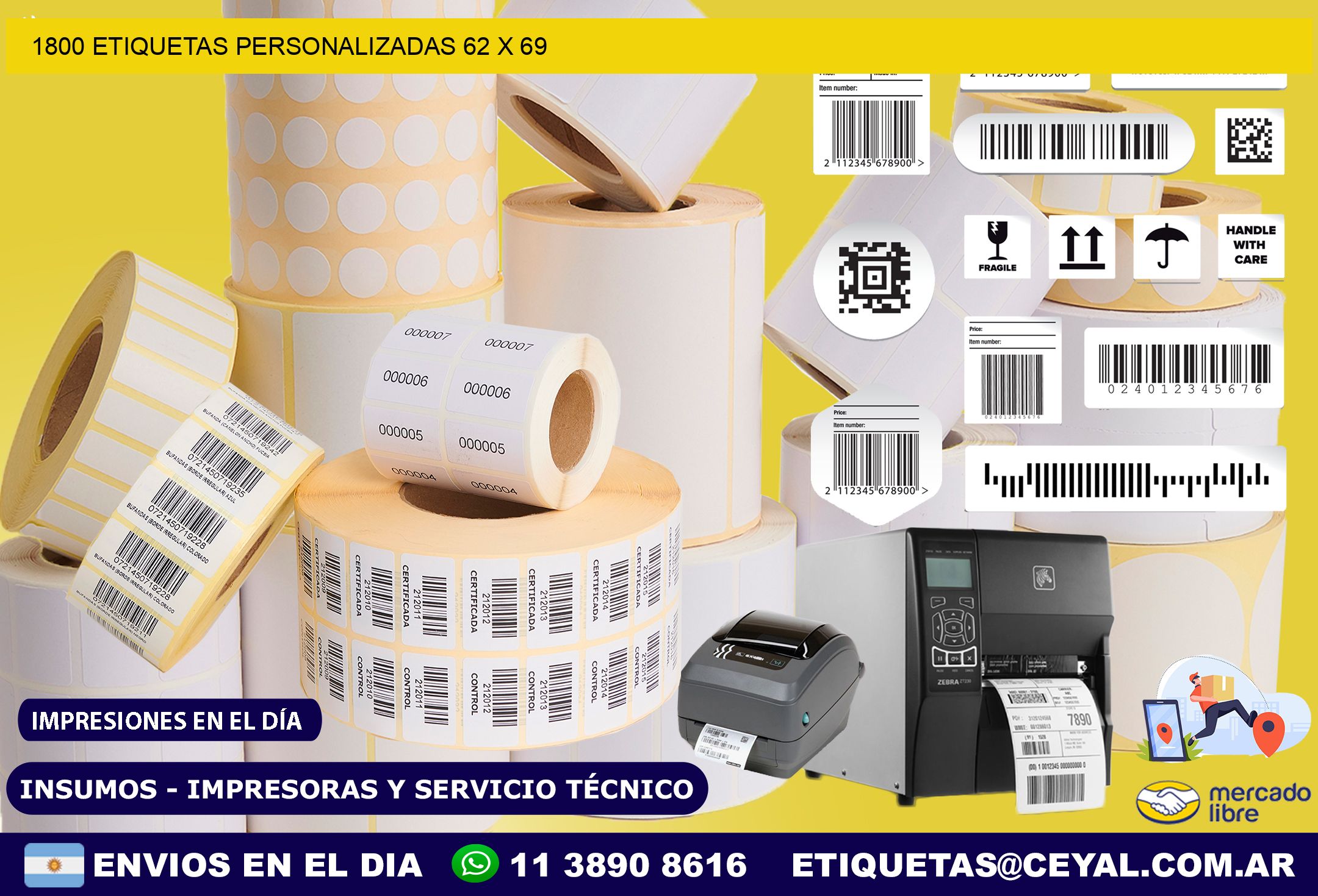 1800 ETIQUETAS PERSONALIZADAS 62 x 69