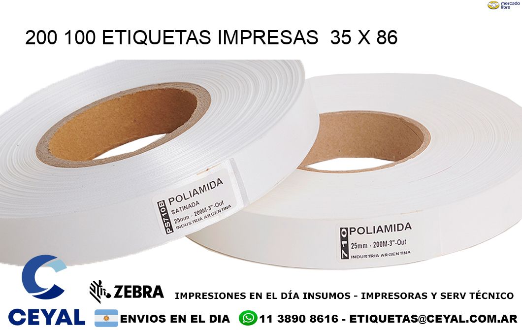 200 100 ETIQUETAS IMPRESAS  35 x 86